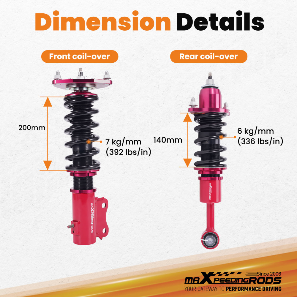 MaXpeedingrods Coilovers 24 Way Suspension Kit compatible for Mitsubishi Lancer 2002-2006