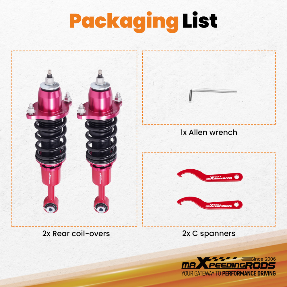 Rear Adjustable Coilover Shock Absorber compatible for Mitsubishi Lancer CS6A /CS7A 02-26