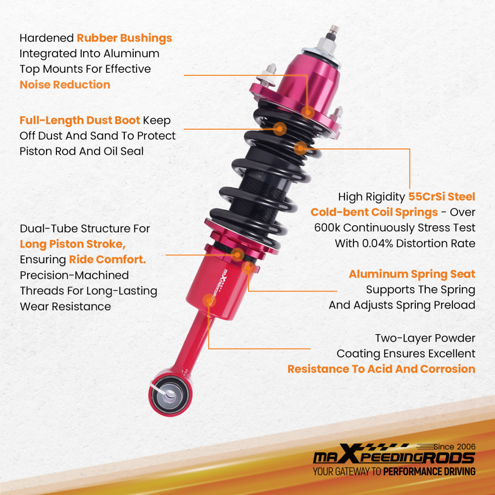 Rear Adjustable Coilover Shock Absorber compatible for Mitsubishi Lancer CS6A /CS7A 02-26