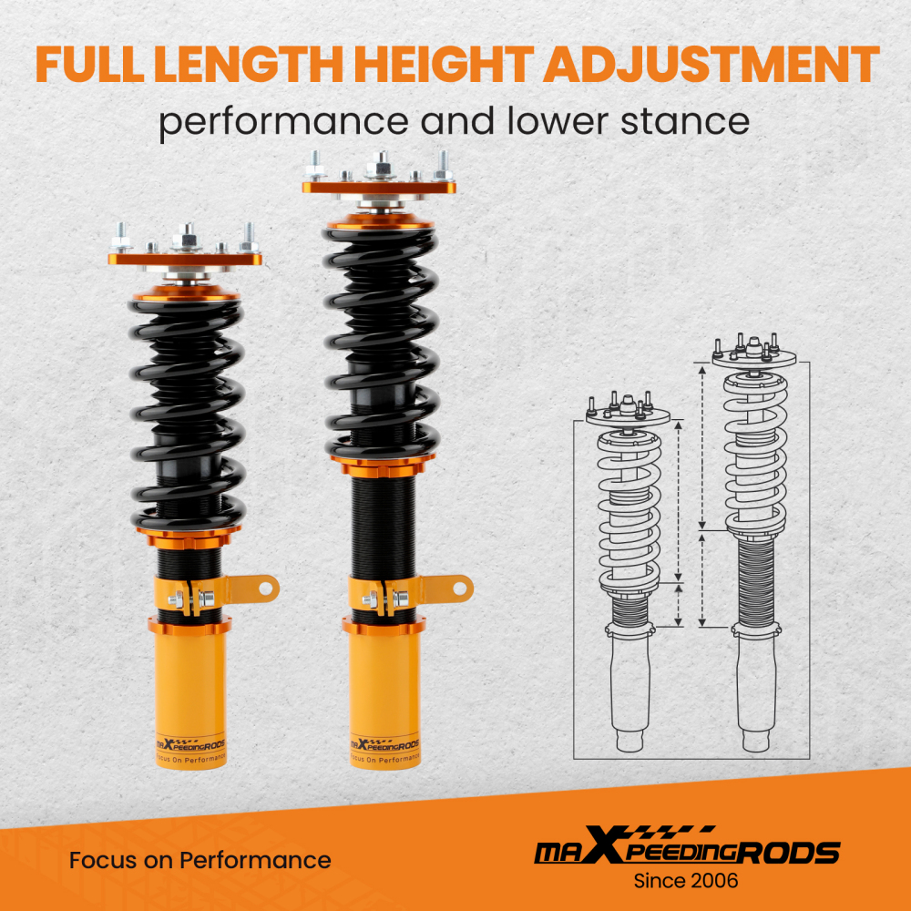 Compatible for Mitsubishi Lancer ES Sedan 4-Door 2008-2016 2.0L Adj Height (Set of 4) Coilover Lowering Kit