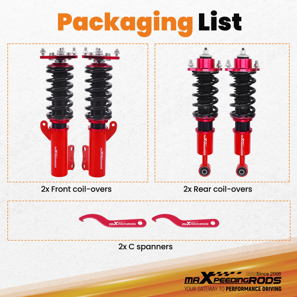 Full Coilovers Kits compatible for Mitsubishi Lancer Sedan 4-Door 2008-16 2.0L Shock Struts