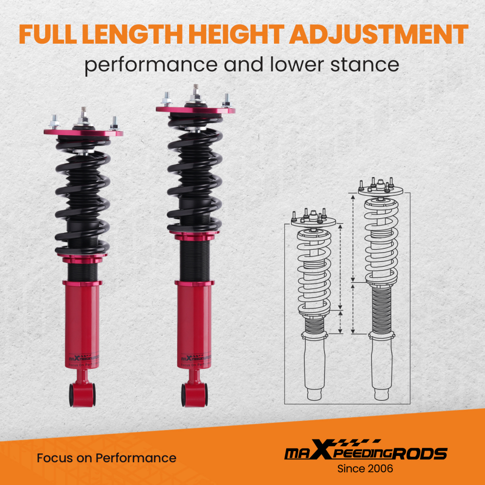 Front Adj. Damper Coilover Suspension Kit compatible for Lexus SC300 SC400 92-00 Coilovers