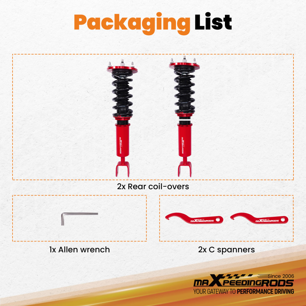 Rear 24-Way Adj. Damper Coilover Suspension Kit compatible for Lexus SC300 SC400 1992-2000