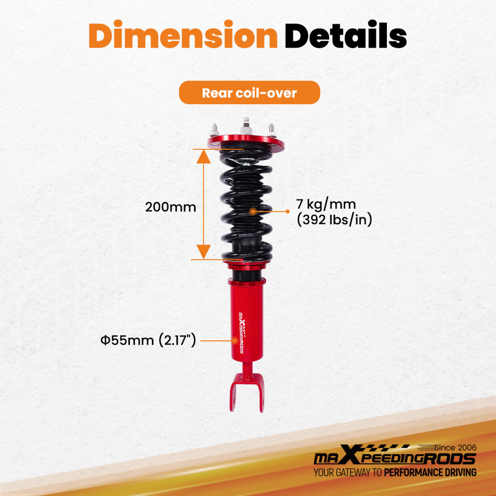 Rear 24-Way Adj. Damper Coilover Suspension Kit compatible for Lexus SC300 SC400 1992-2000