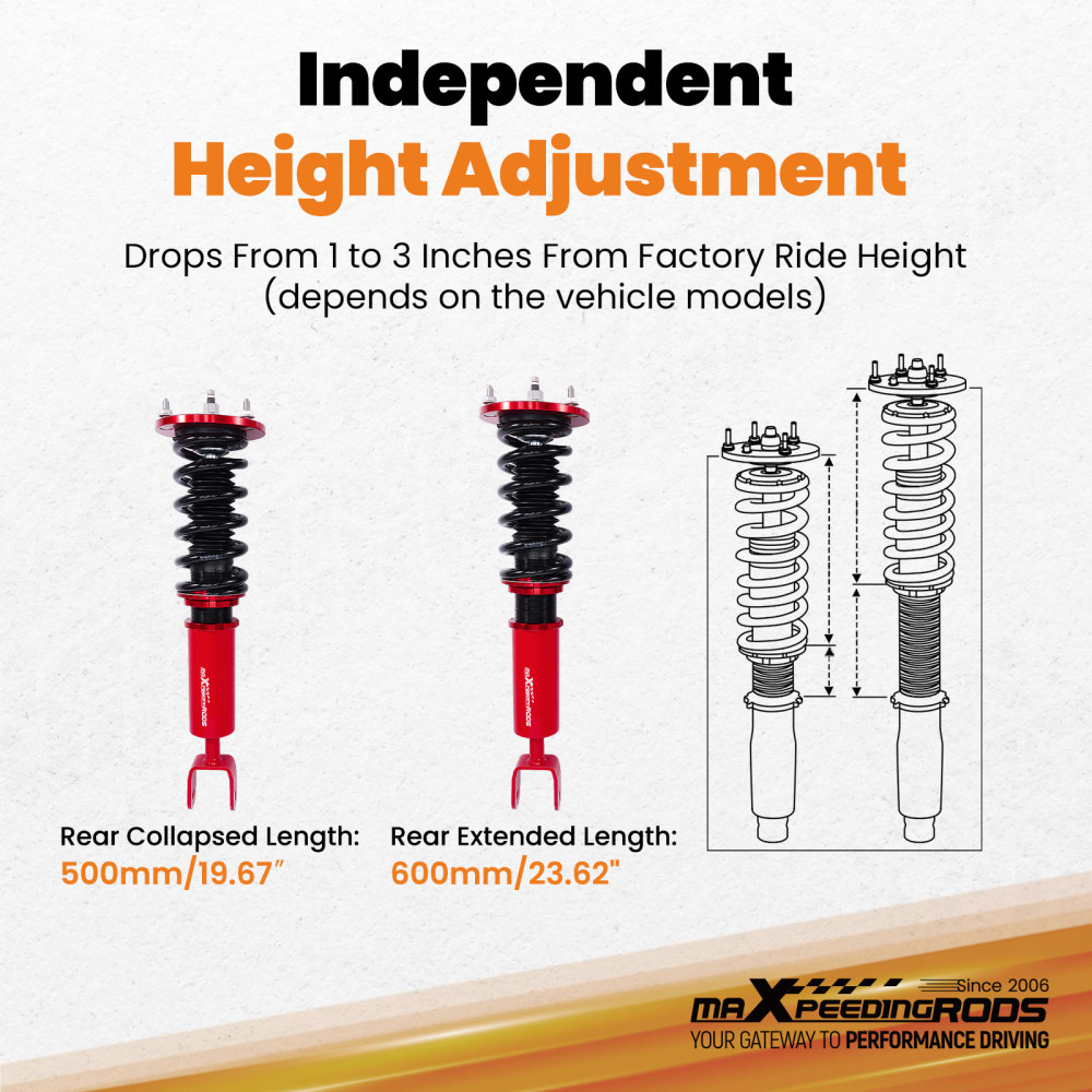 Rear 24-Way Adj. Damper Coilover Suspension Kit compatible for Lexus SC300 SC400 1992-2000