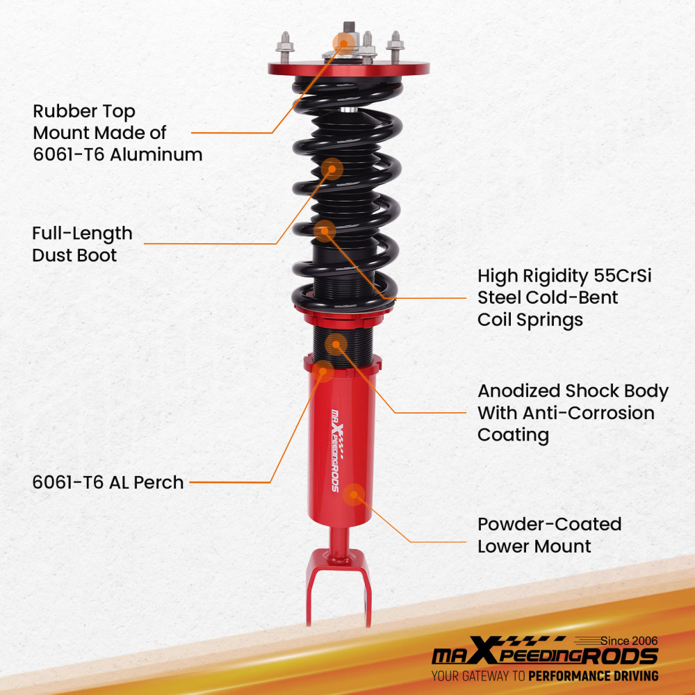 4x Coilovers Absorber Adjustable compatibile per Toyota Supra 2-Door 3.0L 2997CC l6 GAS DOHC Lowering Kit