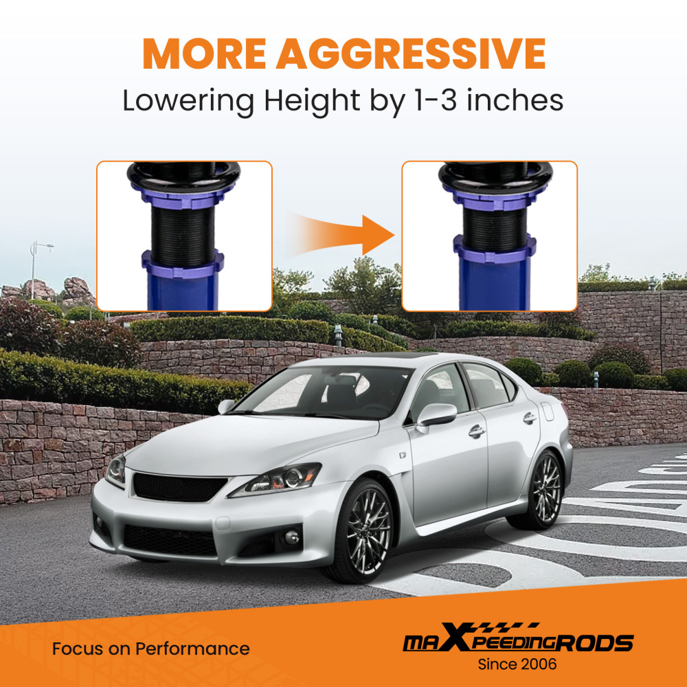2006 - 2013 compatible for Lexus IS350 IS250 GS350 GS430 2007 RWD Racing Coilover Coil Strut Shocks Lowering Kit