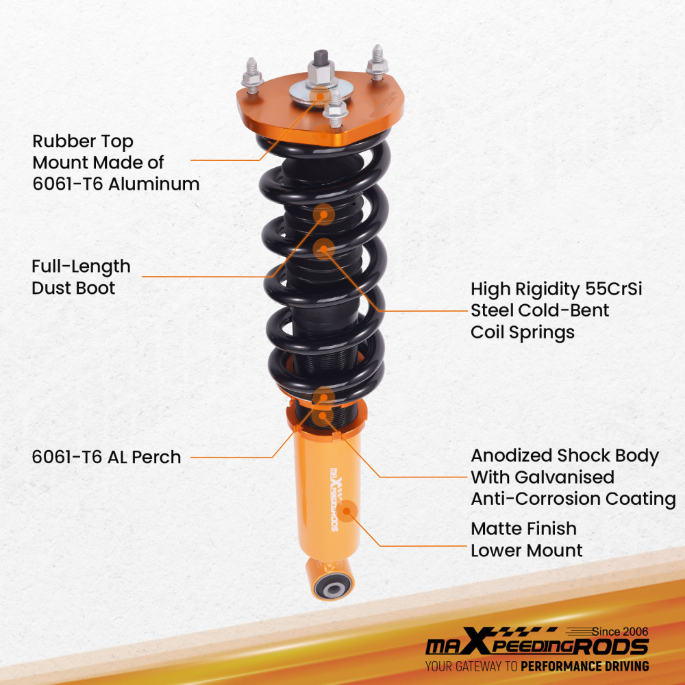 Compatible for LEXUS IS200 IS300 97-05 Height Adjustable Shock Full Assembly Coilovers Kit Lowering Kit