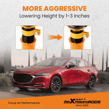 Tuning Coilover Kits compatible for Mazda 3 2004-2013 Adjustable Height Struts Shocks Lowering Kit