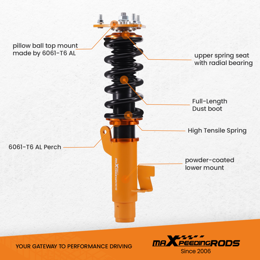 Coilover Suspension Kit compatible for Mazda 3 Hatchback 2004-09 Adj. Height Struts Shocks lowering kit