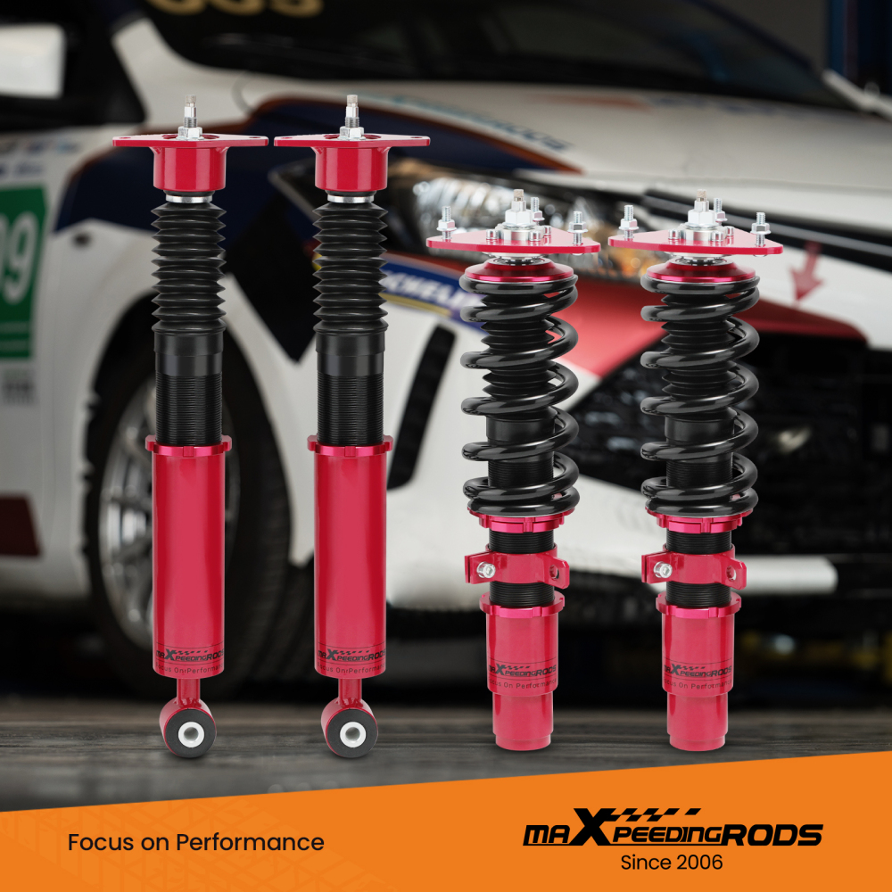 Compatible for Mazda 2004-2013 Adjust Height Red Assembly Coilovers Shock Struts Kit Lowering Kit