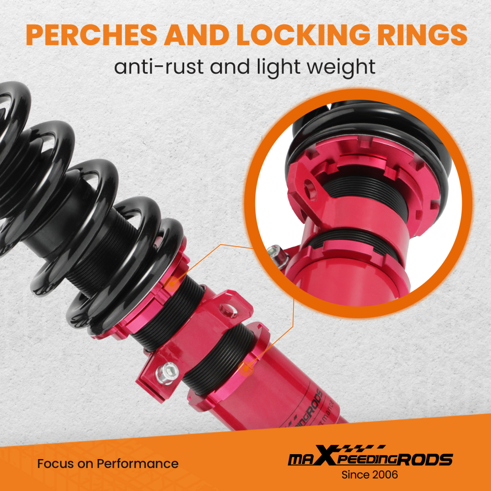 Compatible for Mazda 2004-2013 Adjust Height Red Assembly Coilovers Shock Struts Kit Lowering Kit