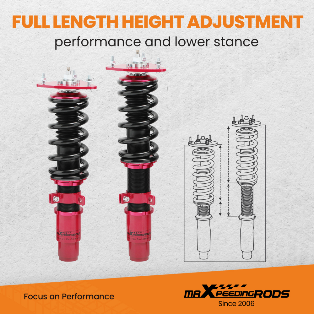 Compatible for Mazda 2004-2013 Adjust Height Red Assembly Coilovers Shock Struts Kit Lowering Kit