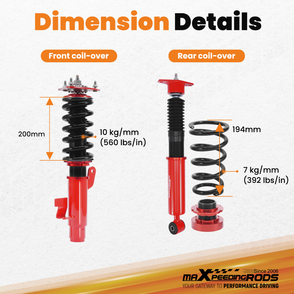 Performance Coilovers compatible for Mazda 3 BL BK 2WD Mazdaspeed 3 MZR MPS Shock Strut