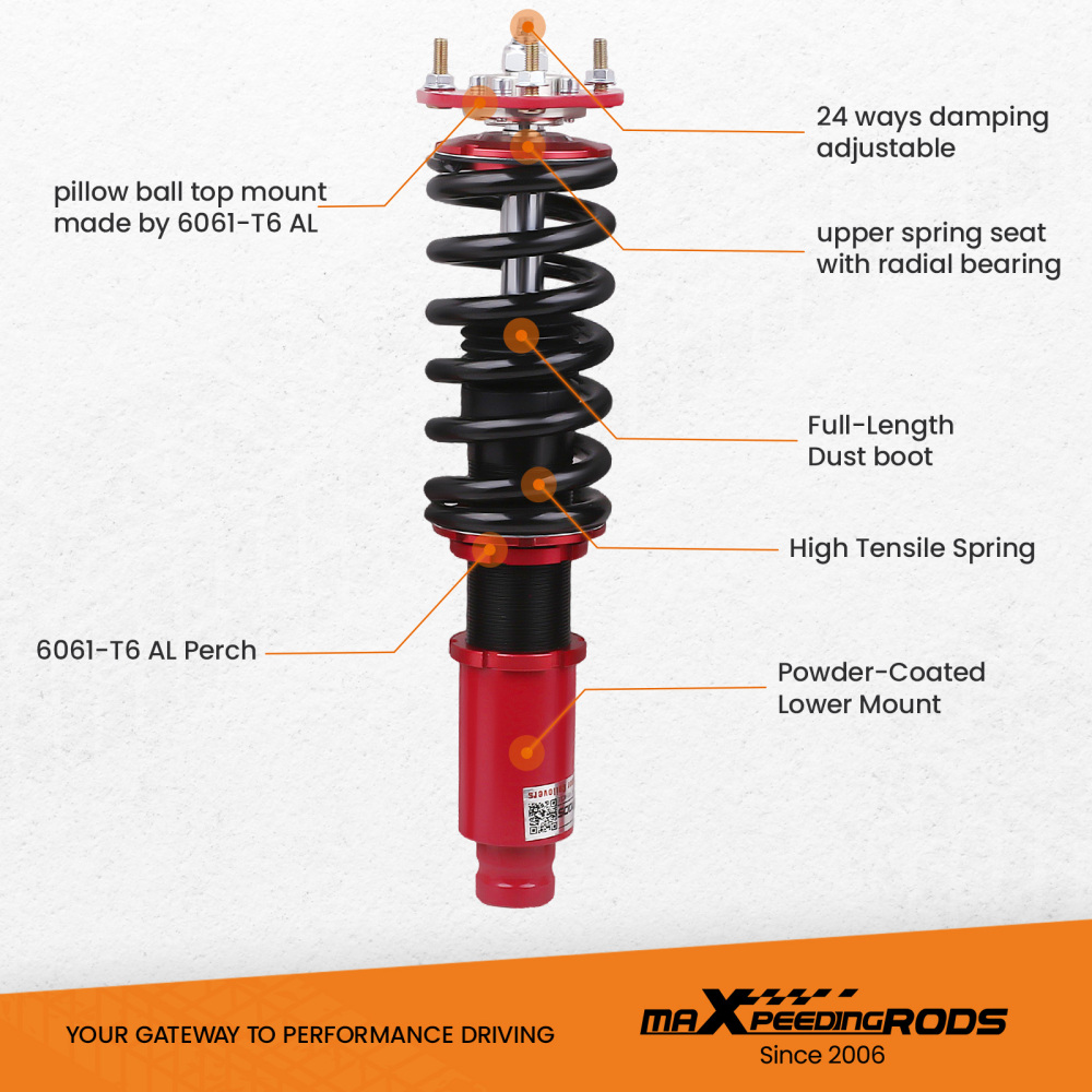 MaXpeedingrods Street Coilovers Kit compatible for Mazda 6 Mazda6 03-07 Adj Height Struts