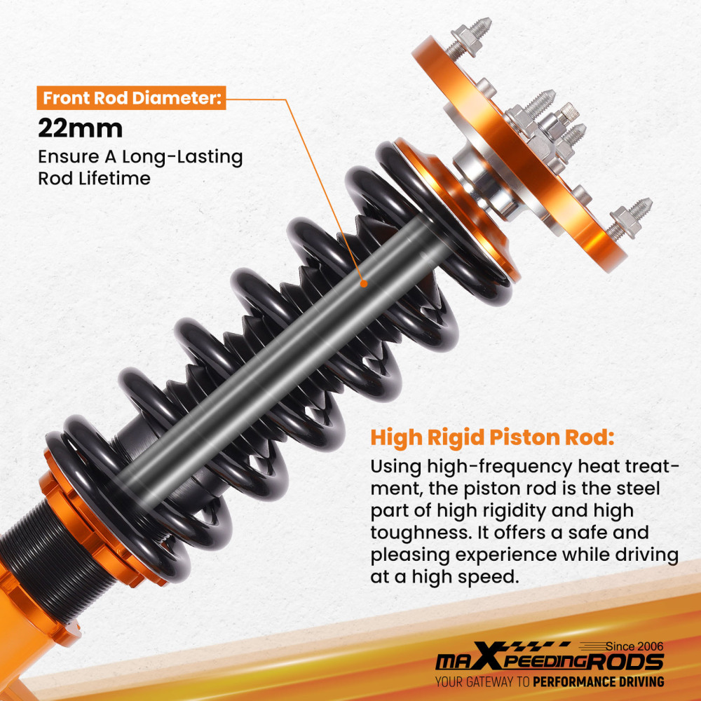 MaXpeedingrods 24 Way Adj. Coilovers Shocks Strut Kit compatible for Ford Mustang 2005-2014