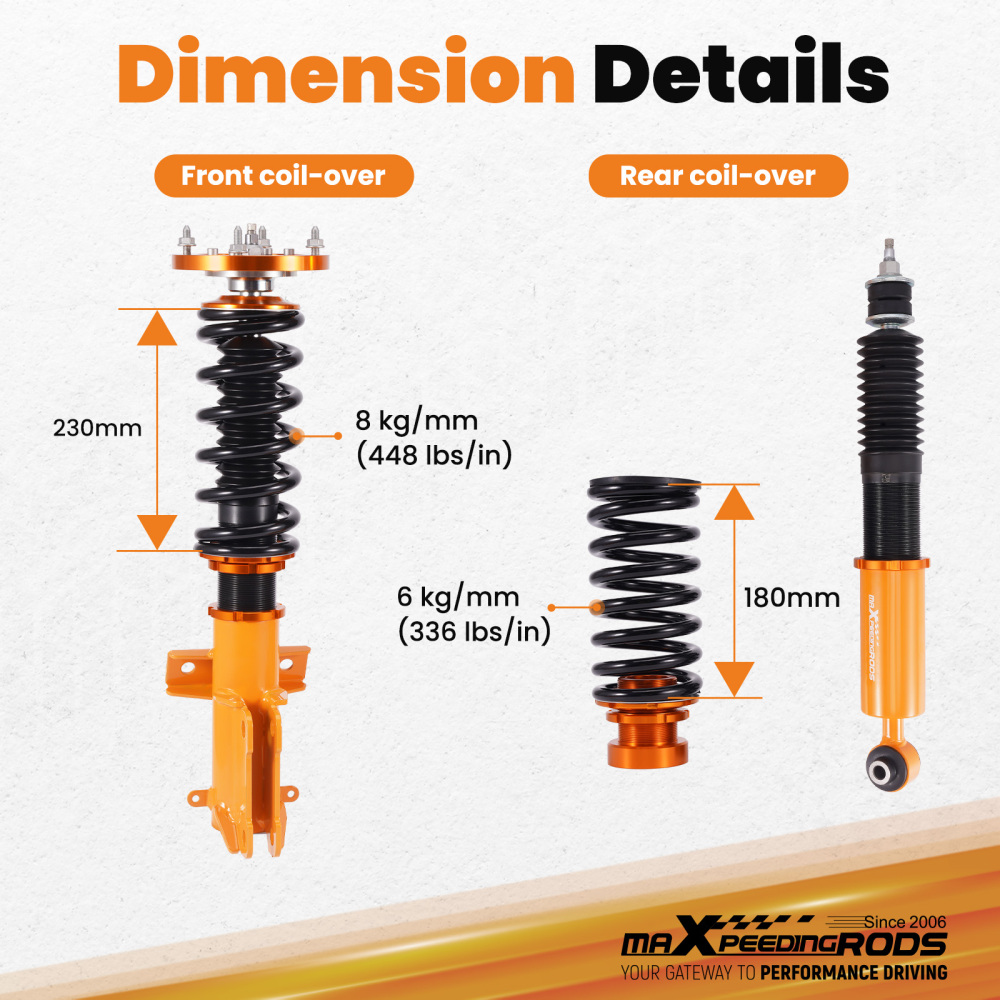 MaXpeedingrods 24 Way Adj. Coilovers Shocks Strut Kit compatible for Ford Mustang 2005-2014
