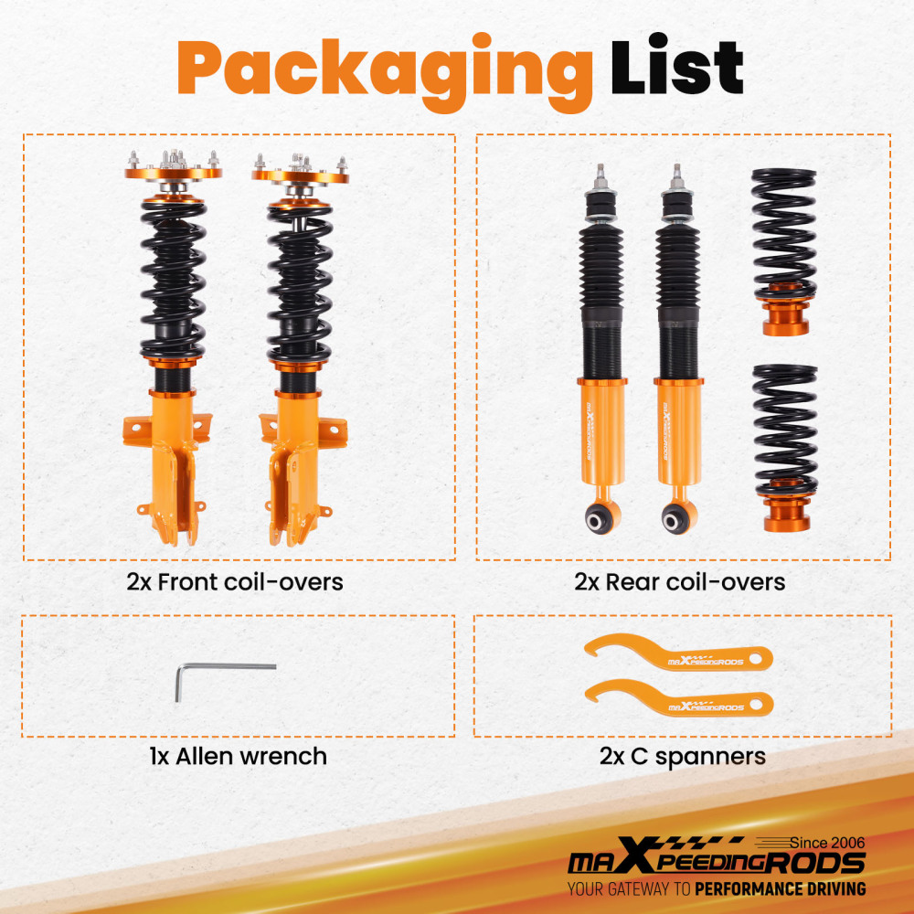 MaXpeedingrods 24 Way Adj. Coilovers Shocks Strut Kit compatible for Ford Mustang 2005-2014