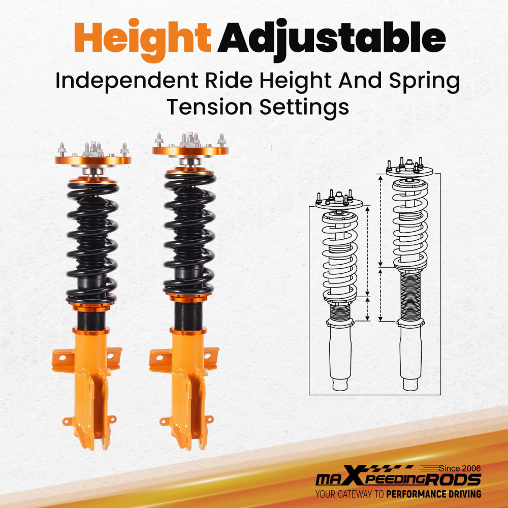 MaXpeedingrods 24 Way Adj. Coilovers Shocks Strut Kit compatible for Ford Mustang 2005-2014