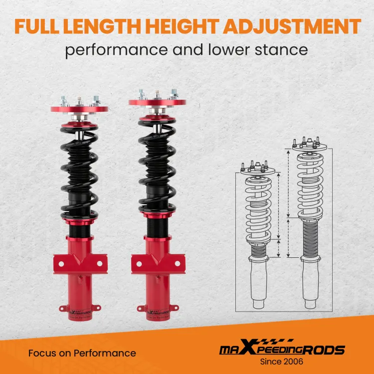Full Coilover Struts Kit For 2005-2014 Ford Mustang 2-Door – Adjustable Height, Front & Rear, Fitmotor 50701M143052C5
