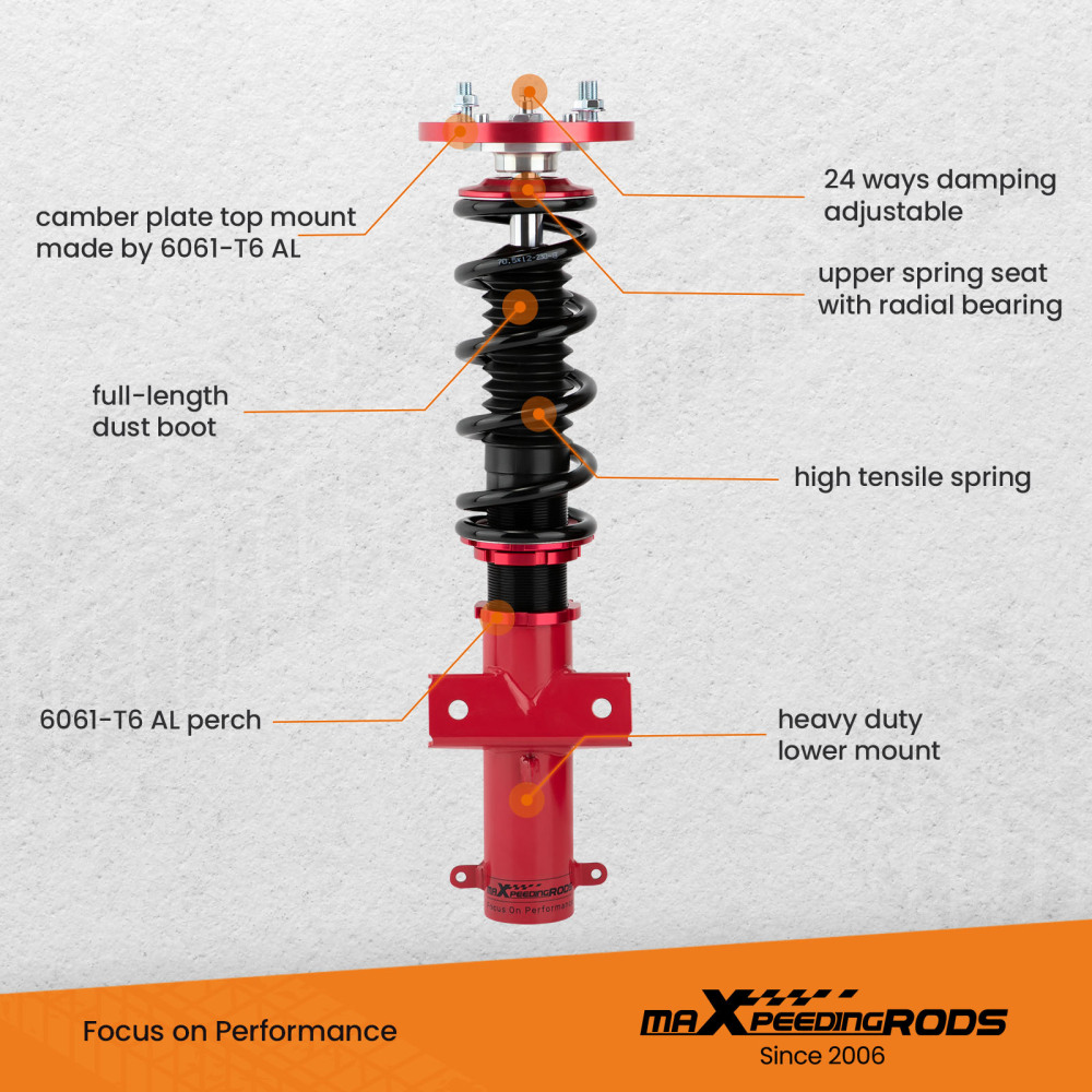 Compatible for Ford Mustang Convertible Sedan 05-14 Coilovers Shock Kits 24 Ways Adj Damper lowering kit
