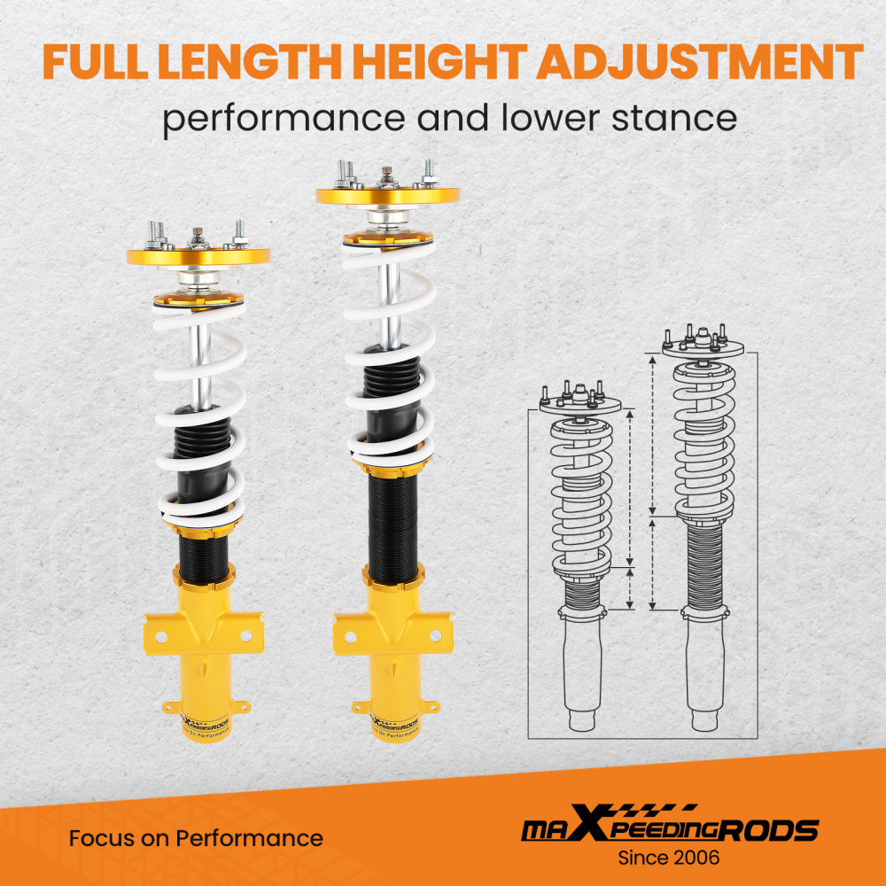 MaXpeedingrods Coilovers 24 Way Damper Shock Lowering Kit compatible for Ford Mustang 05-14