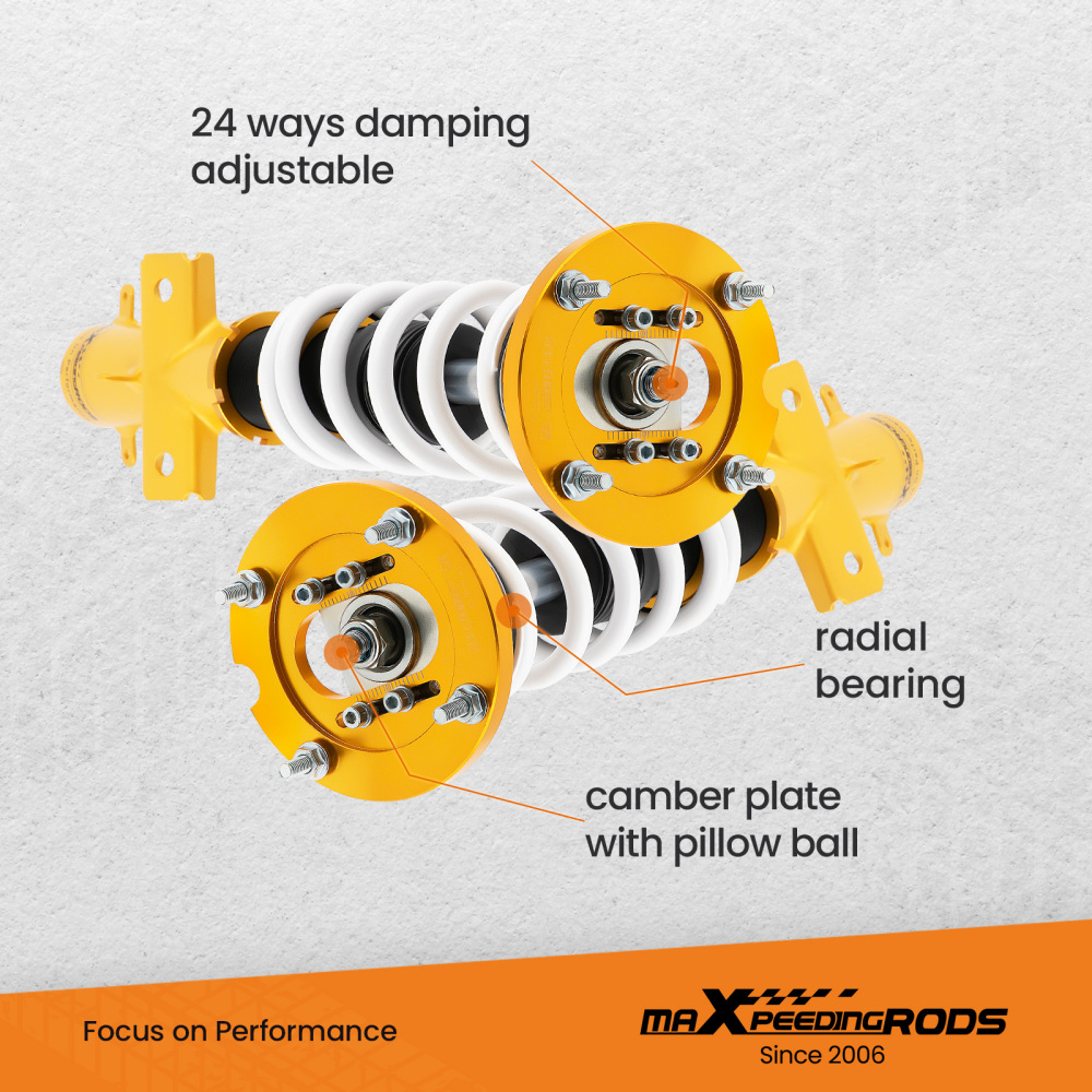 MaXpeedingrods Coilovers 24 Way Damper Shock Lowering Kit compatible for Ford Mustang 05-14