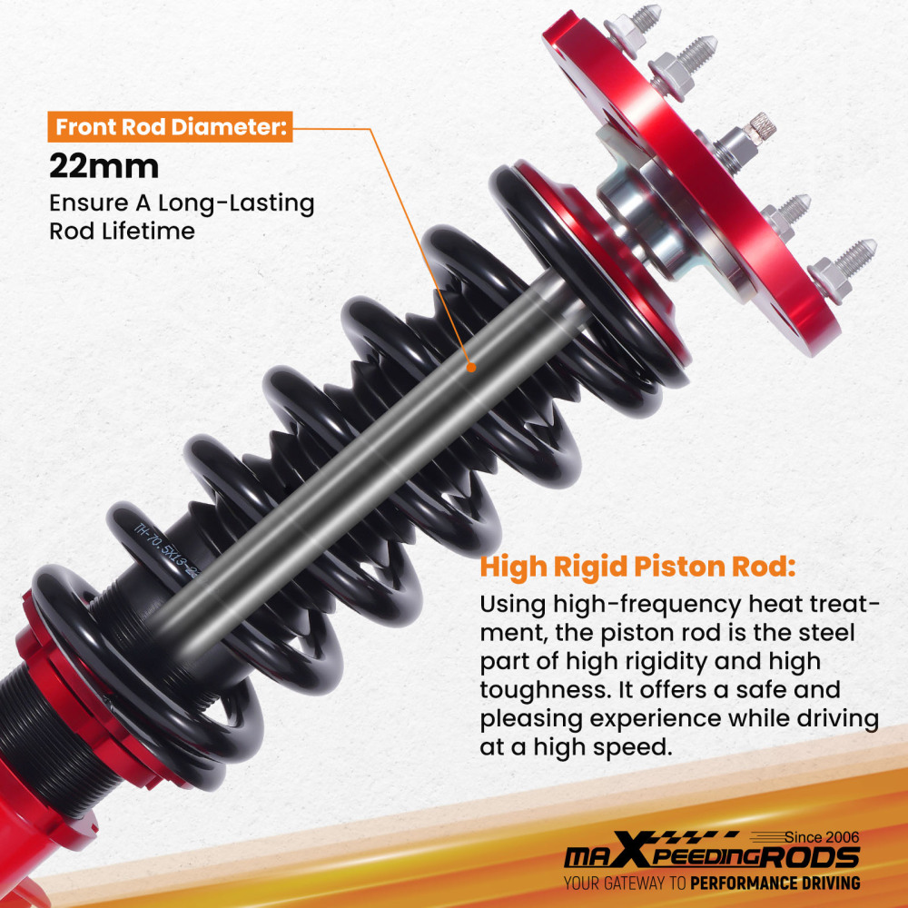 2005-2014 compatible for Ford Mustang Damper Adjustable Tuning Coilovers Kits Red 