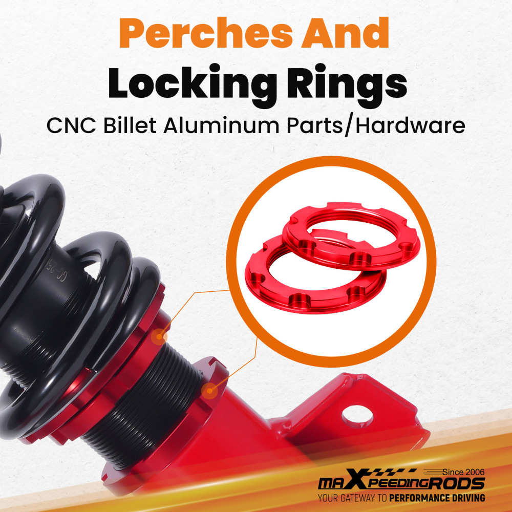 2005-2014 compatible for Ford Mustang Damper Adjustable Tuning Coilovers Kits Red 