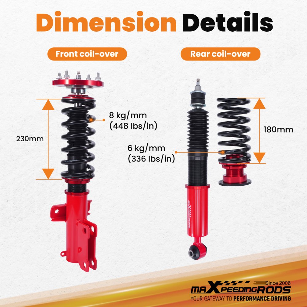 2005-2014 compatible for Ford Mustang Damper Adjustable Tuning Coilovers Kits Red 