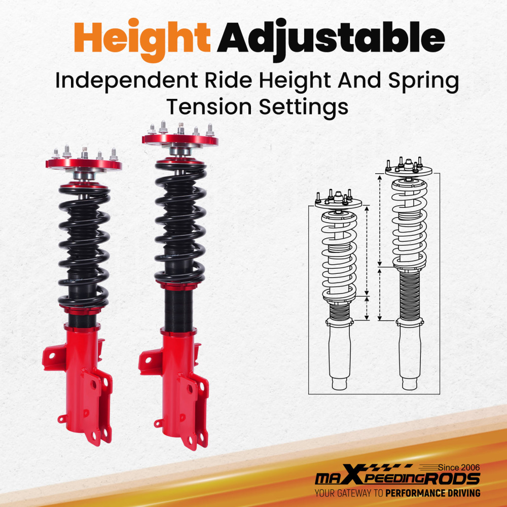 2005-2014 compatible for Ford Mustang Damper Adjustable Tuning Coilovers Kits Red 
