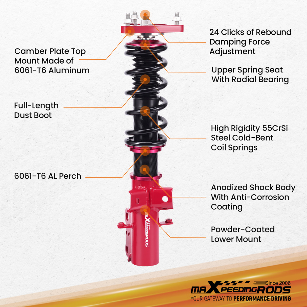 MaXpeedingrods Coilovers Adjustable Lowering Kit compatible for Ford Mustang 2015-2023