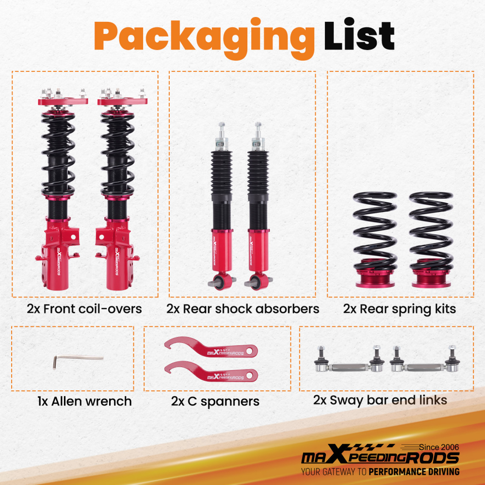 MaXpeedingrods Coilovers Adjustable Lowering Kit compatible for Ford Mustang 2015-2023