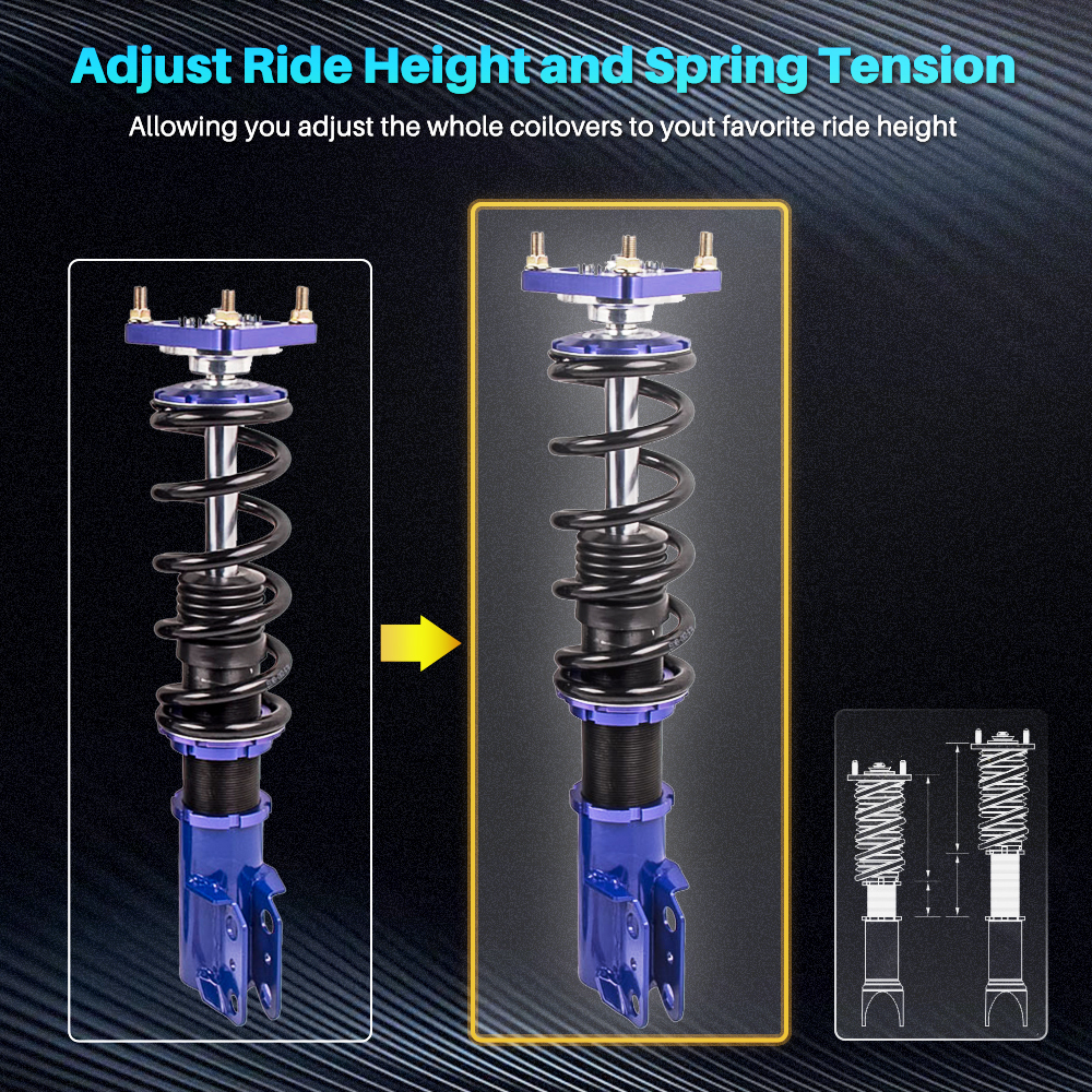 Compatible for Ford Mustang 4th 94-04 Adj. Height + Control Arm Racing Coilovers Kits lowering kit