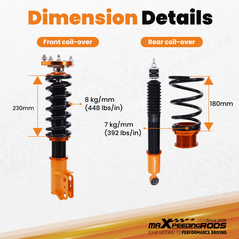 Bobine regolabili in altezza compatibile per Ford Mustang 94-04 Sospensioni con ammortizzatori Lowering Kit