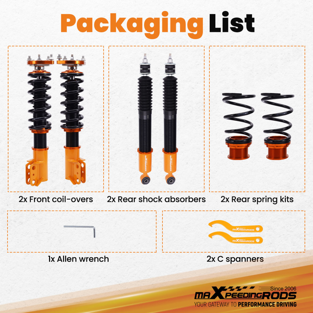 Bobine regolabili in altezza compatibile per Ford Mustang 94-04 Sospensioni con ammortizzatori Lowering Kit