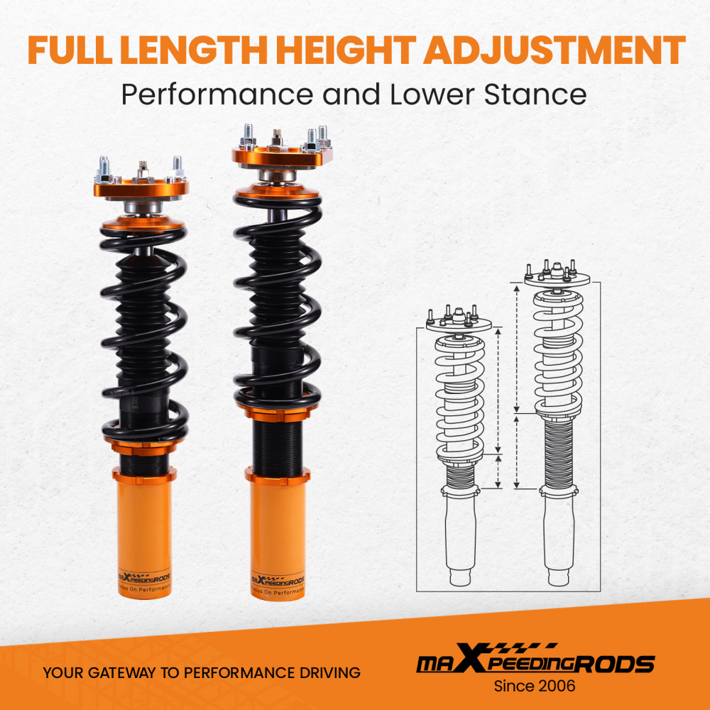 Compatible for Ford Mustang 4th 1994-04 Coilovers Suspension Shock Kits compatible 24 Ways Adj. Damper lowering kit