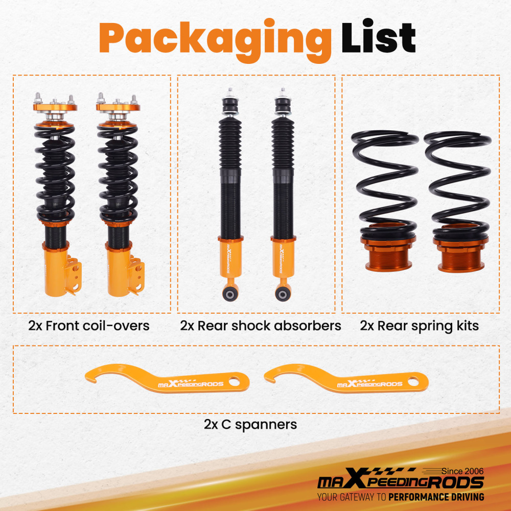 Adjustable HeightMounts Racing Coilovers Kits compatible for Ford Mustang 1994-2004
