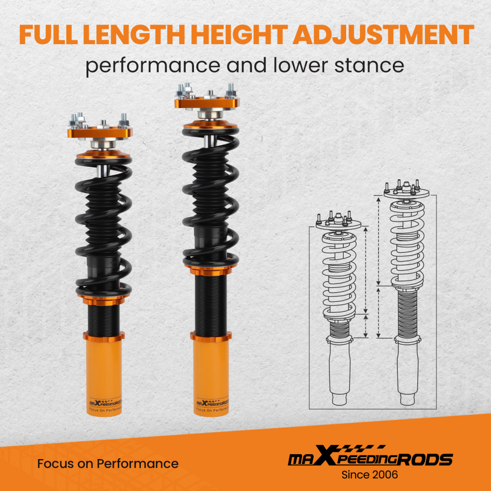 Compatible for FORD Mustang GT SN95 Convertible/Coupe 1994-2004 Coilovers Kits 4 Adjustable Height Mounts Racing lowering kit