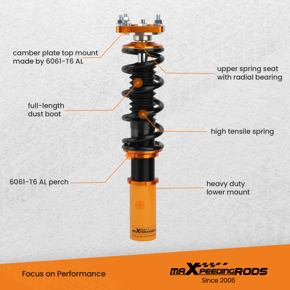 Compatible for FORD Mustang GT SN95 Convertible/Coupe 1994-2004 Coilovers Kits 4 Adjustable Height Mounts Racing lowering kit