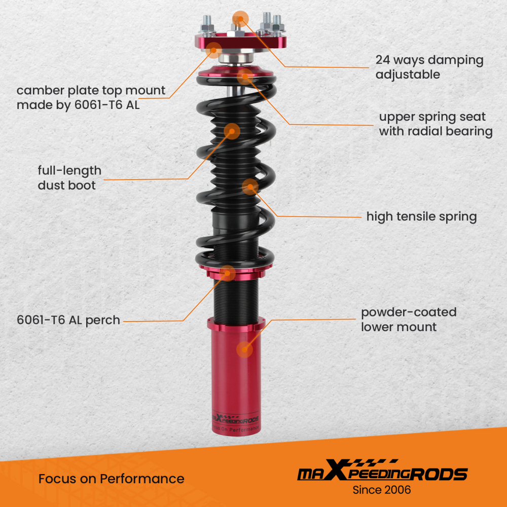 1994 - 2004 compatible for Ford Mustang GT Convertible 4th 24 Ways Adjustable Damper Coilovers Kits