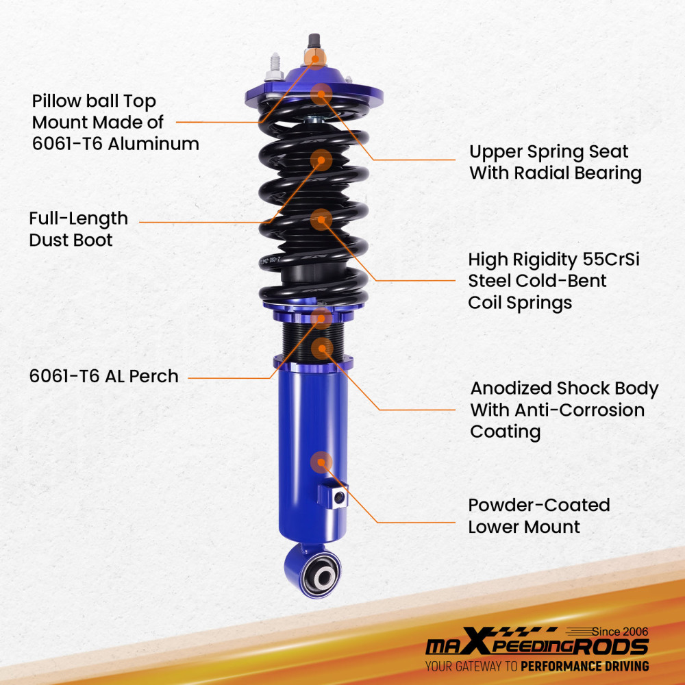 Compatible for Mazda Miata MX5 1989 - 2005 NA Shock Absorber Coil Spring Strut Coilovers Lowering Kit