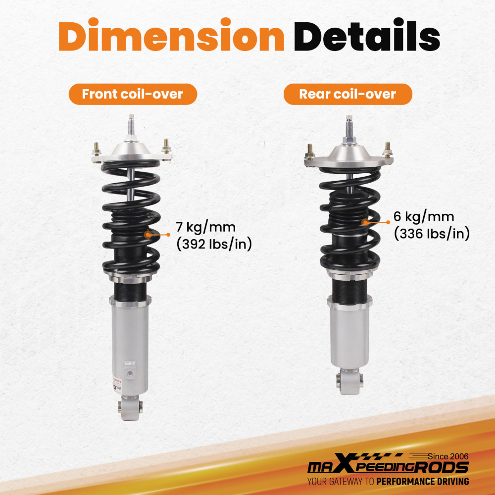 1990 - 2005 compatible for Mazda Miata Adjustable Coilovers Suspension Grey