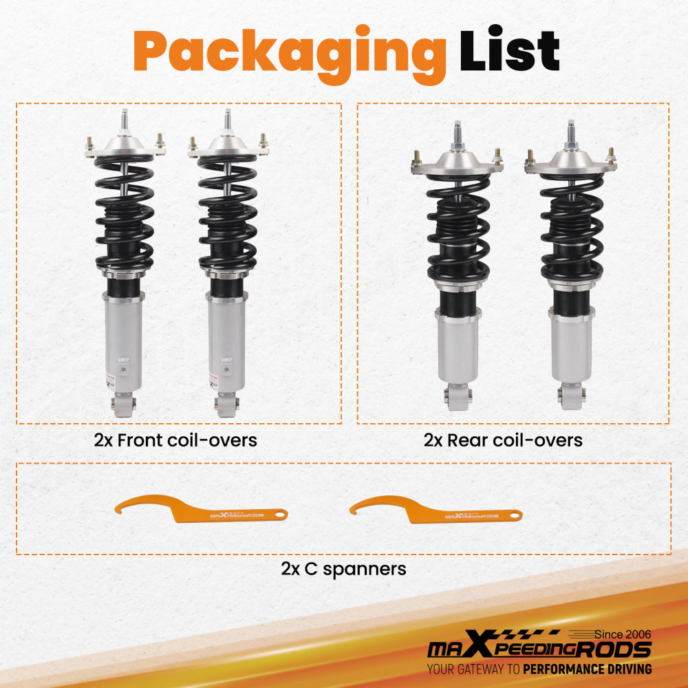 1990 - 2005 compatible for Mazda Miata Adjustable Coilovers Suspension Grey
