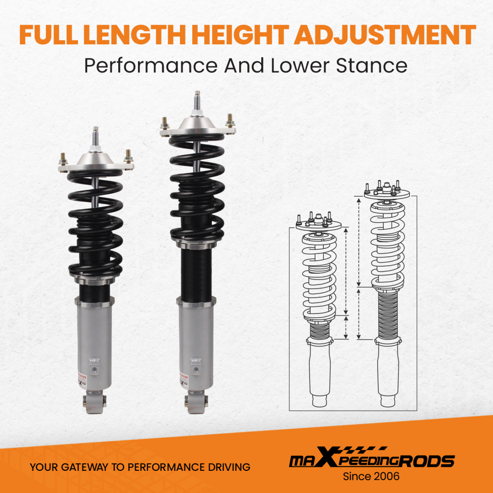 1990 - 2005 compatible for Mazda Miata Adjustable Coilovers Suspension Grey