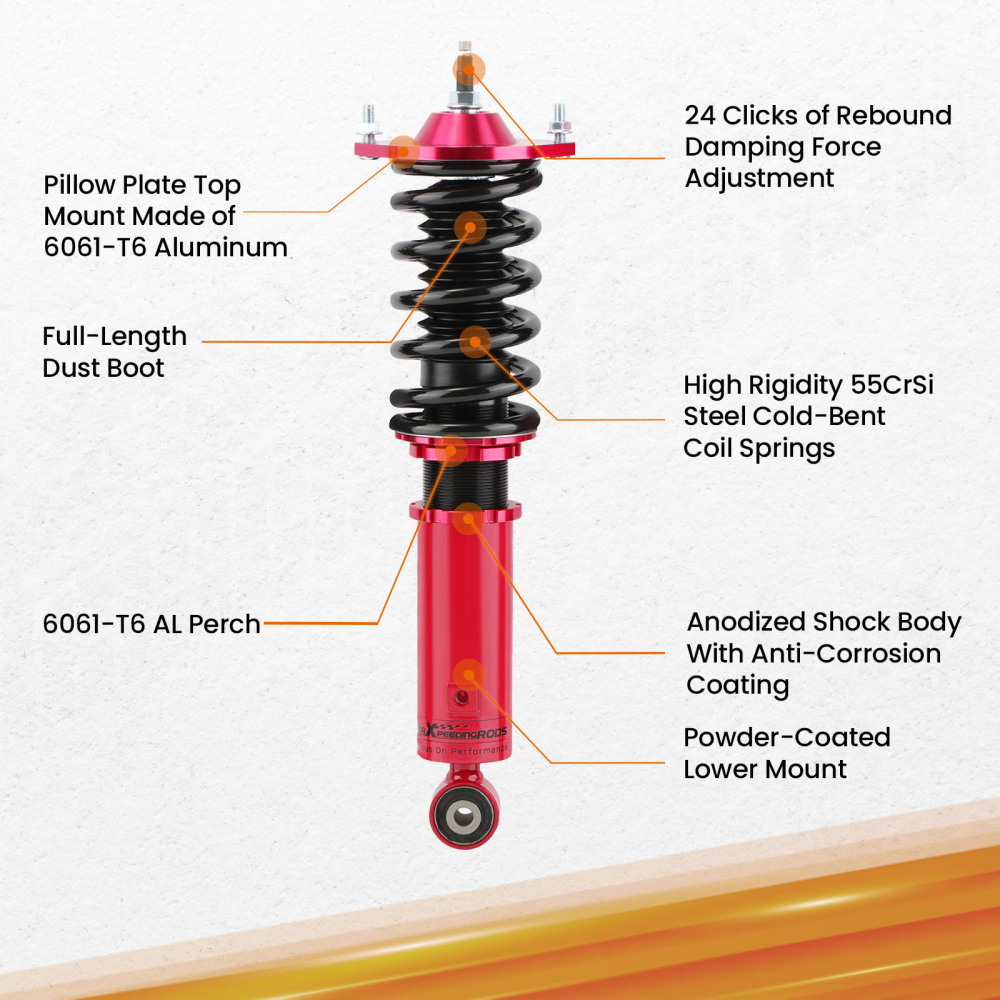 Compatible for Mazda MX5 MK1 NA Miata Suspension 1989-2005 24 Damper Adjustable Coilovers Lowering Kit