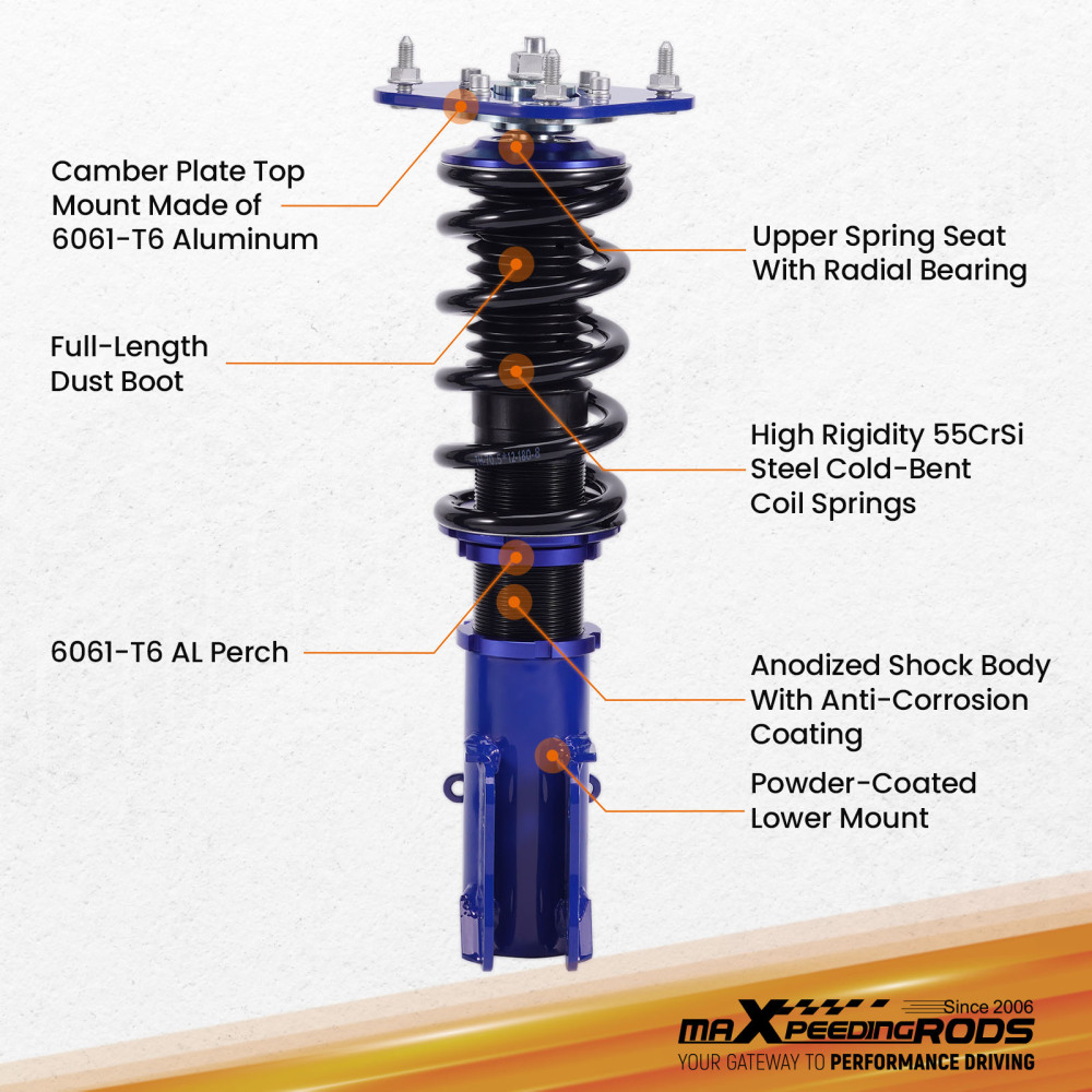 Absorber Coilover Struts Shock Suspension for 2003-2005 compatible for Dodge Neon compatible for SRT-4 2.4L lowering kit