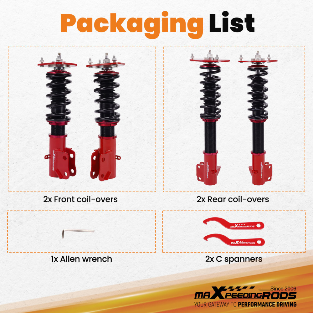 Compatible for Chrysler Neon 02-05 and compatible for SRT-4 03-05 Complete Coilovers Kits Adj. Damper Struts Lowering Kit
