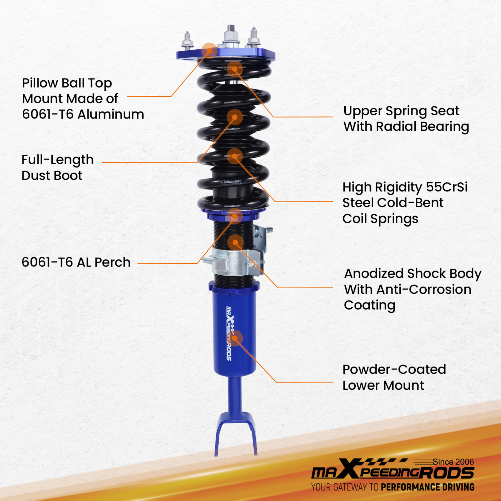 Compatible for Nissan Fairlady Z 350Z Z33 compatible for Infiniti g35 non adj. High Performance Coilover / Shock absorber Suspension Kits Lowering Kit