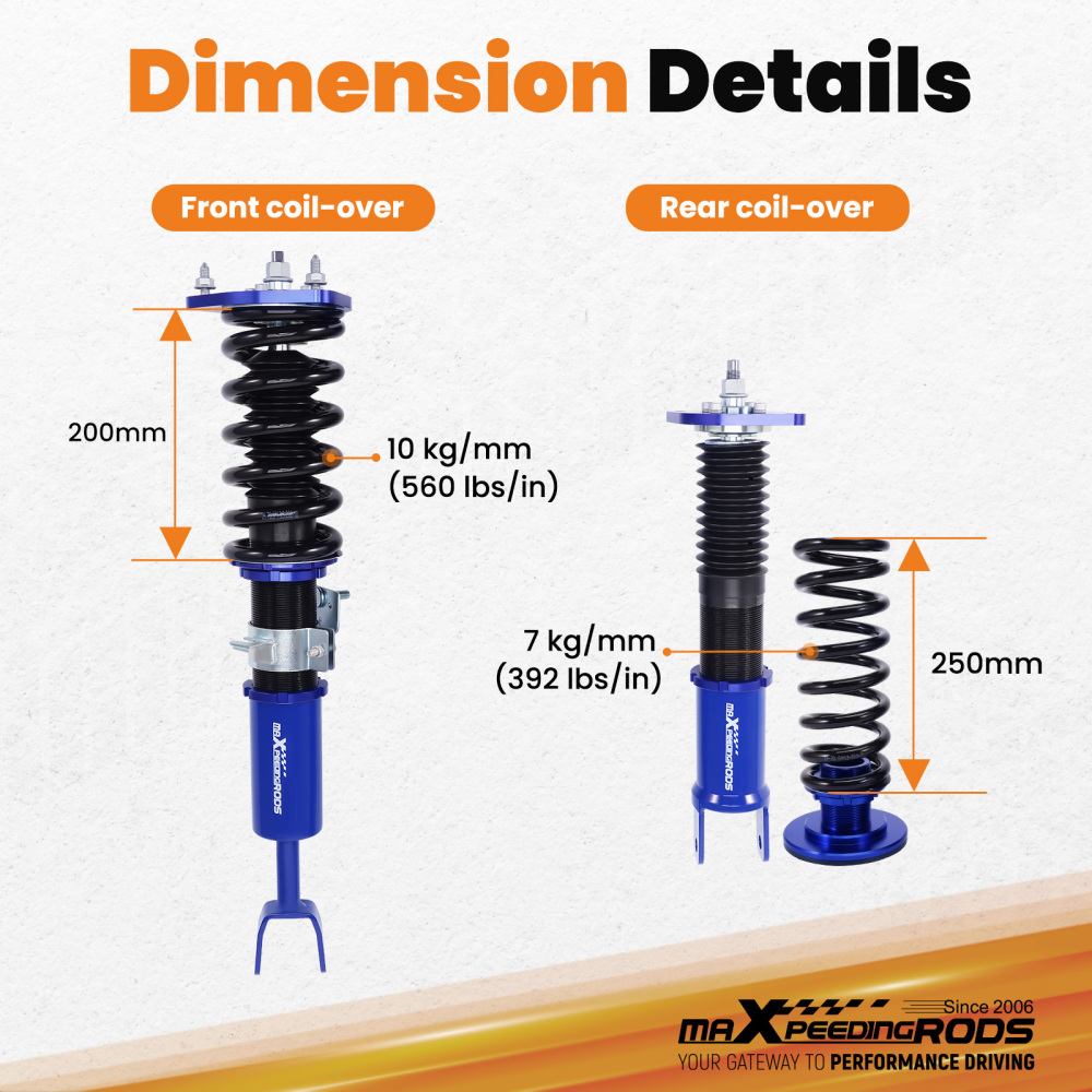 Compatible for Nissan Fairlady Z 350Z Z33 compatible for Infiniti g35 non adj. High Performance Coilover / Shock absorber Suspension Kits Lowering Kit